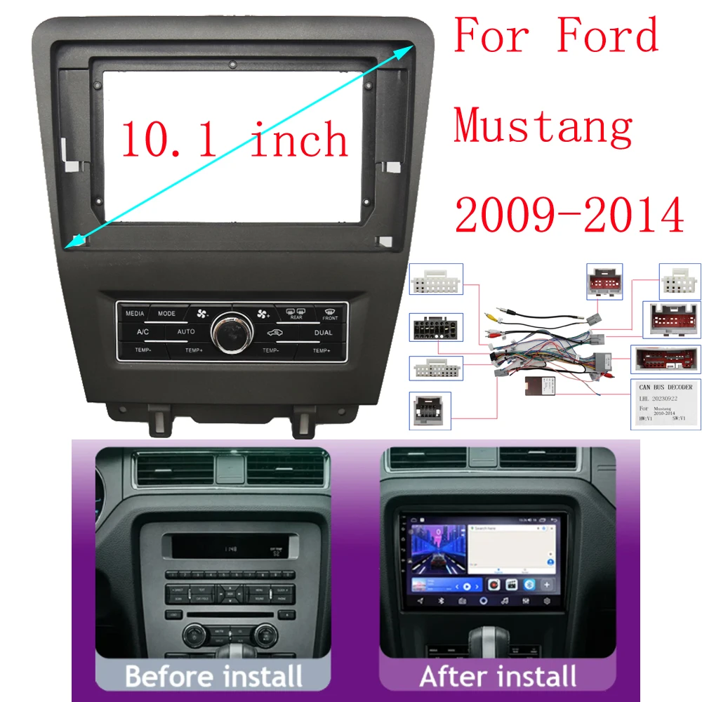 

10INCH Car Radio MP5 Player Panel Fascia for 2008-2013 FORD MUSTANG 2Din Stereo Player Install Surround Panel Dash Kit GPS Frame