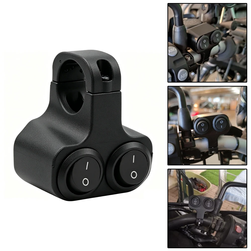 Dual Button Control 12V Headlight Switch Motorcycle Handlebar Flasher Speaker Switch 7/8in  22mm Aluminum Alloy