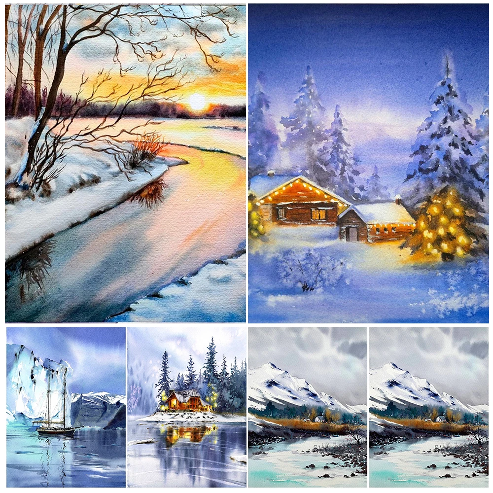 Snowscape Pine Creek Tree Scenery Landscape Poster Wall Art Canvas Painting Home Decor Wall Pictures For Living Room Unframed