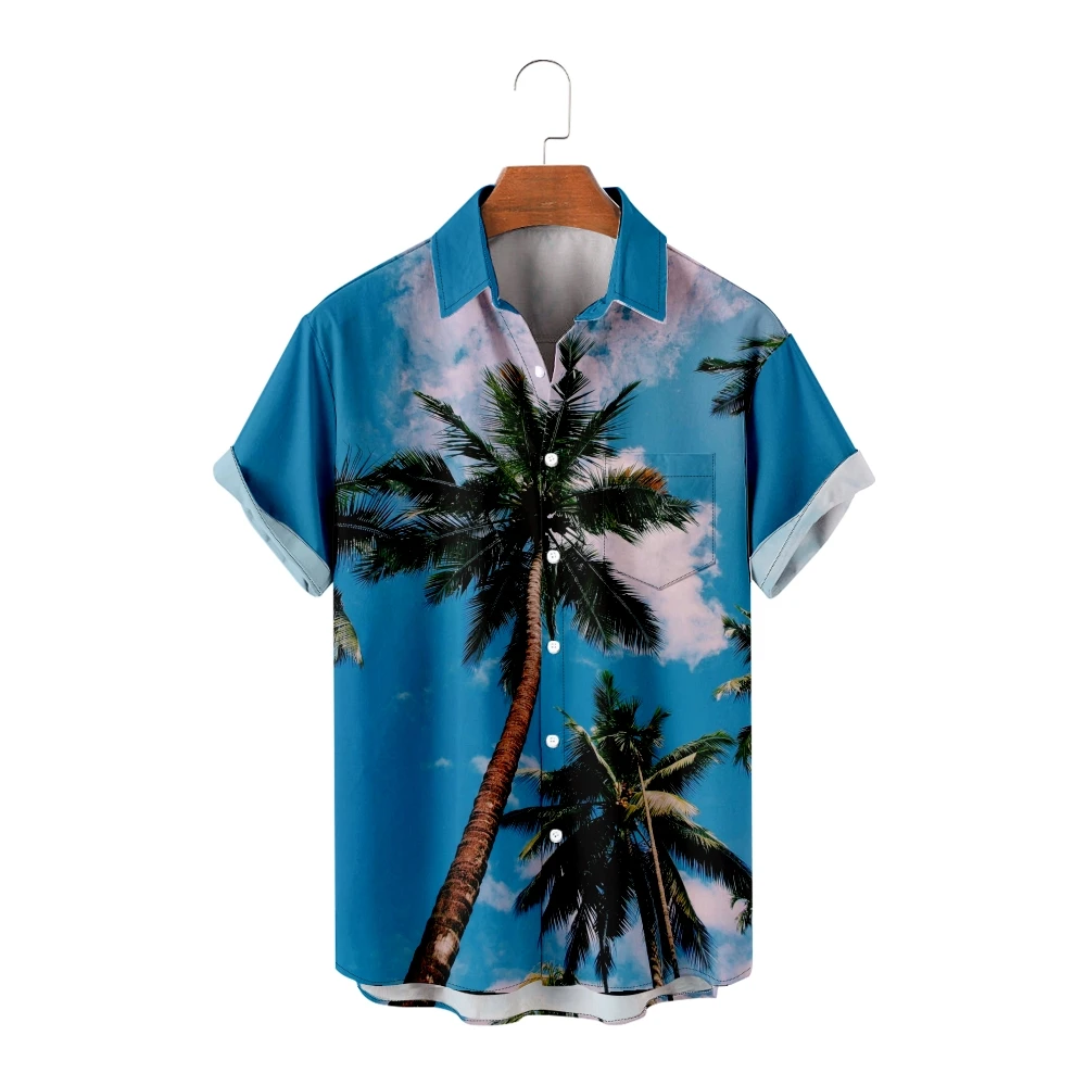 

Hawaiian Shirts for Men Cool Hawaii Coconut trees Print Short Sleeve Shirts Casual Summer Vacation Tops Breathable