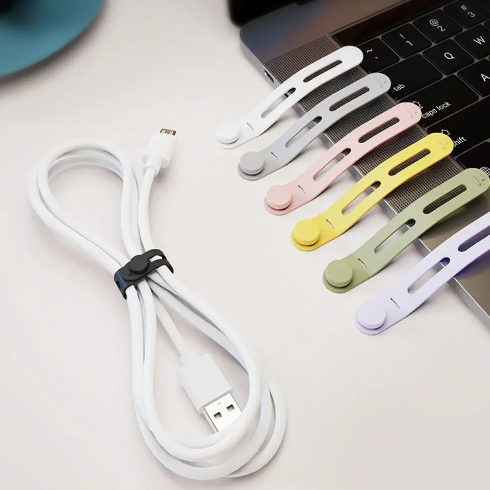 10Pcs Silicone Data Line Winder Straps Line Storge Holder Cable Organizer Elastic Clips Silicone Cable Ties