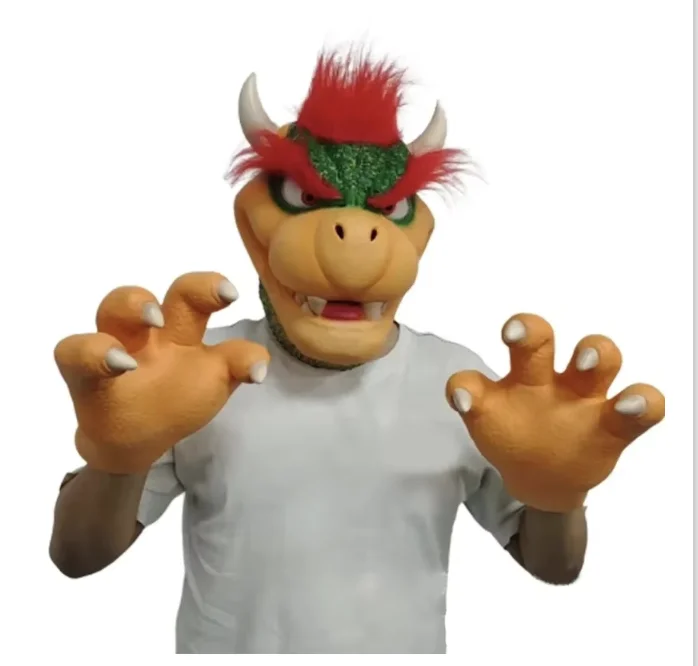 

Bowser Cosplay Props Latex Face Mask Anime Halloween Party Role Play Masks Gloves Props for Adult Costumes Accessories Gifts