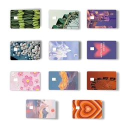 Fashion Ins Cute Landscape Card Stickers Kawaii Girls Sweet Credit Debit Bank Visa Card Star Laser Sticker Film Tape Skin Decor