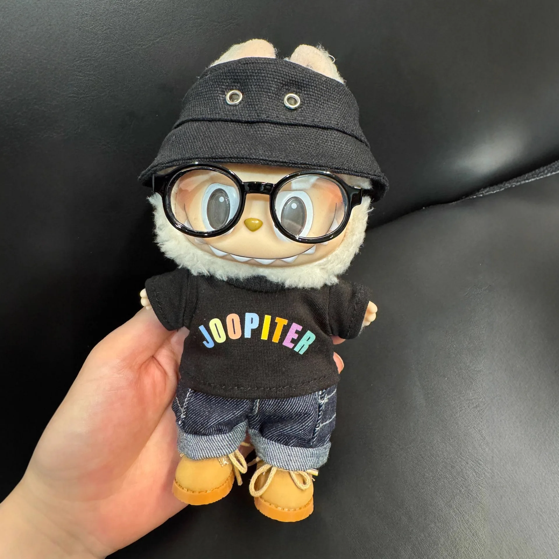 

For 15/17cm Labubu Mini Clothing Korean Idol Same Style Jeans Hat Shoe Bag Cool Handsome Set Accessories Gifts Toy