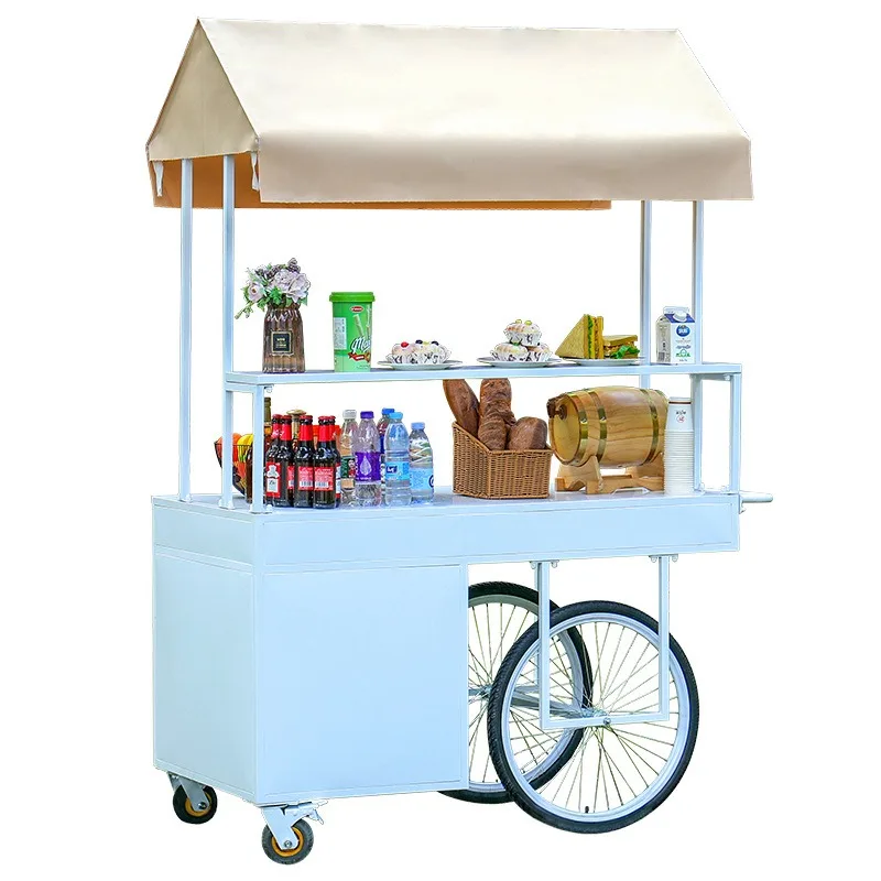 Outdoor mobile snack stall carts, iron wrought stall carts, plaza milk tea coffee beverage carts