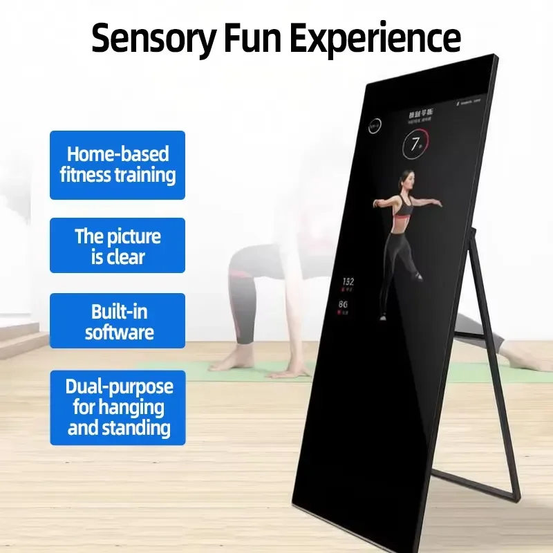2026 New, High Quality, Smart Fitness Mirror with Interactive Touch Panel, Floor Standing Android WiFi LCD Screen for Home