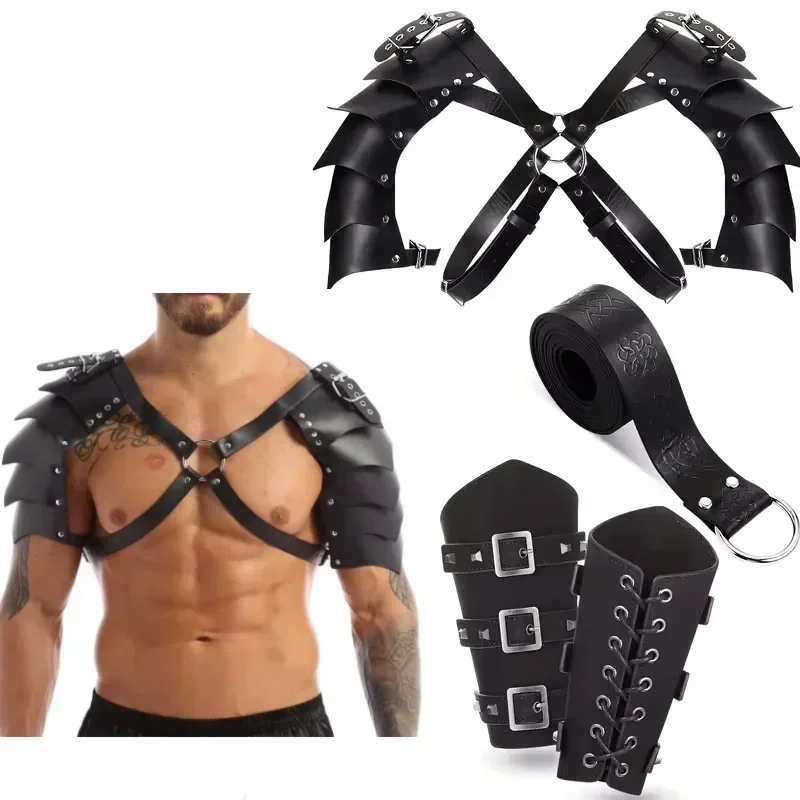 Armure d'épaule de chevalier Pirate Viking médiéval, gladiateur romain, accessoire de Costume de Cosplay, pauldrons gothiques en cuir Steampunk