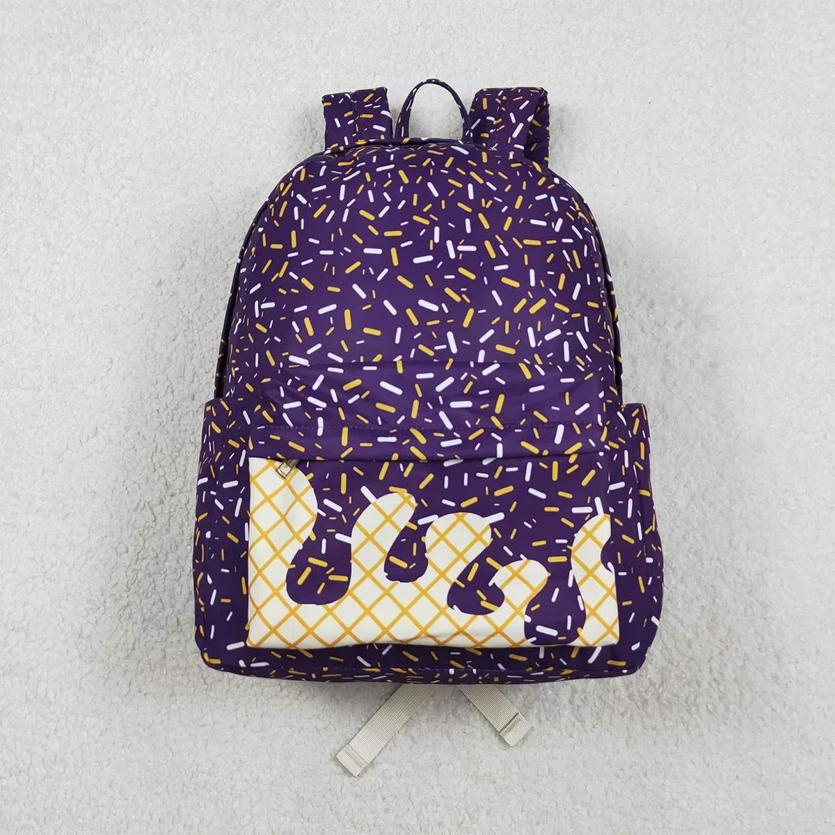 

Wholesale Kids School Bag Toddler Purple Sprinkles Drip Outdoor Portable Children Baby Boy Canvas Backpack Boutique Daypack