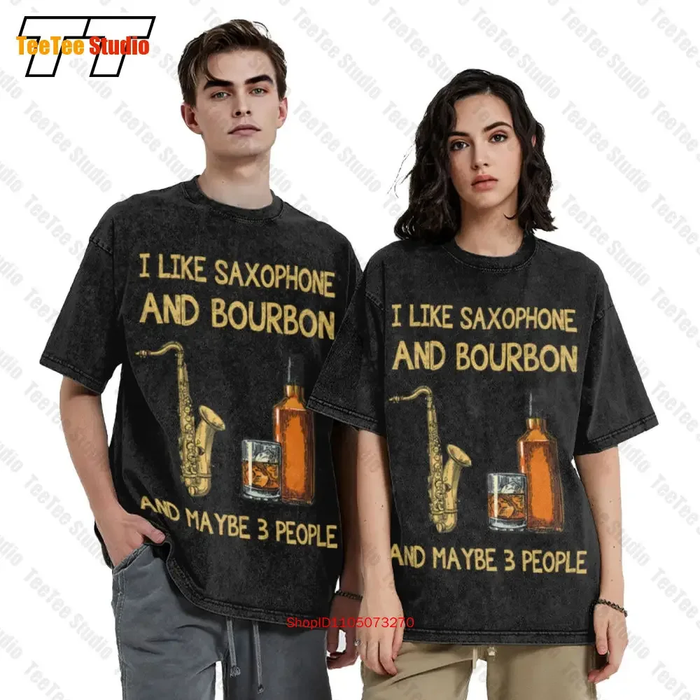 I Like Saxophone And Whiskey Maybe 3 People Vintage Oversized T-Shirt BW9V
