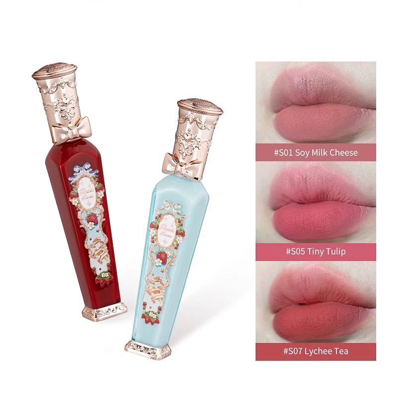 Gloss Labial Espelho Esmaltado, Batom Delicado, Série Rococó Morango Flor Sabe, Creme Labial Nuvem, Beleza Esmaltada, 3,5g