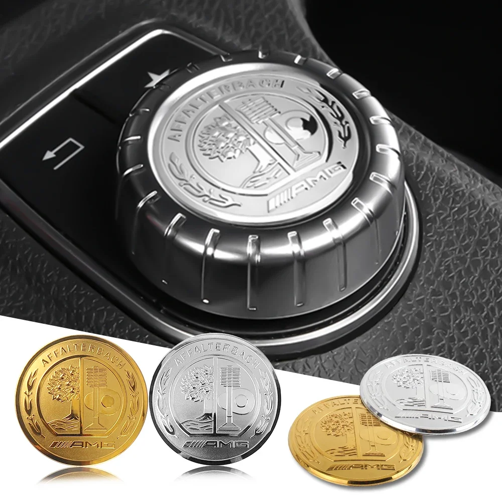 

1pcs Aluminum Logo Car Engine Start Button Cover Steering Wheel Sticker Badge For Mercedes Benz AFFALTERBACH AMG Logo Decoration