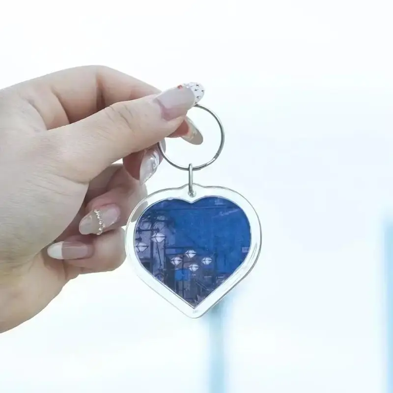 Transparenter Acryl-Foto-Einsatz-Schlüsselanhänger, rechteckig, DIY, geteilter Schlüsselring für Hochzeitsgeschenke, Erinnerungsstücke, Dekoration – Detail 10
