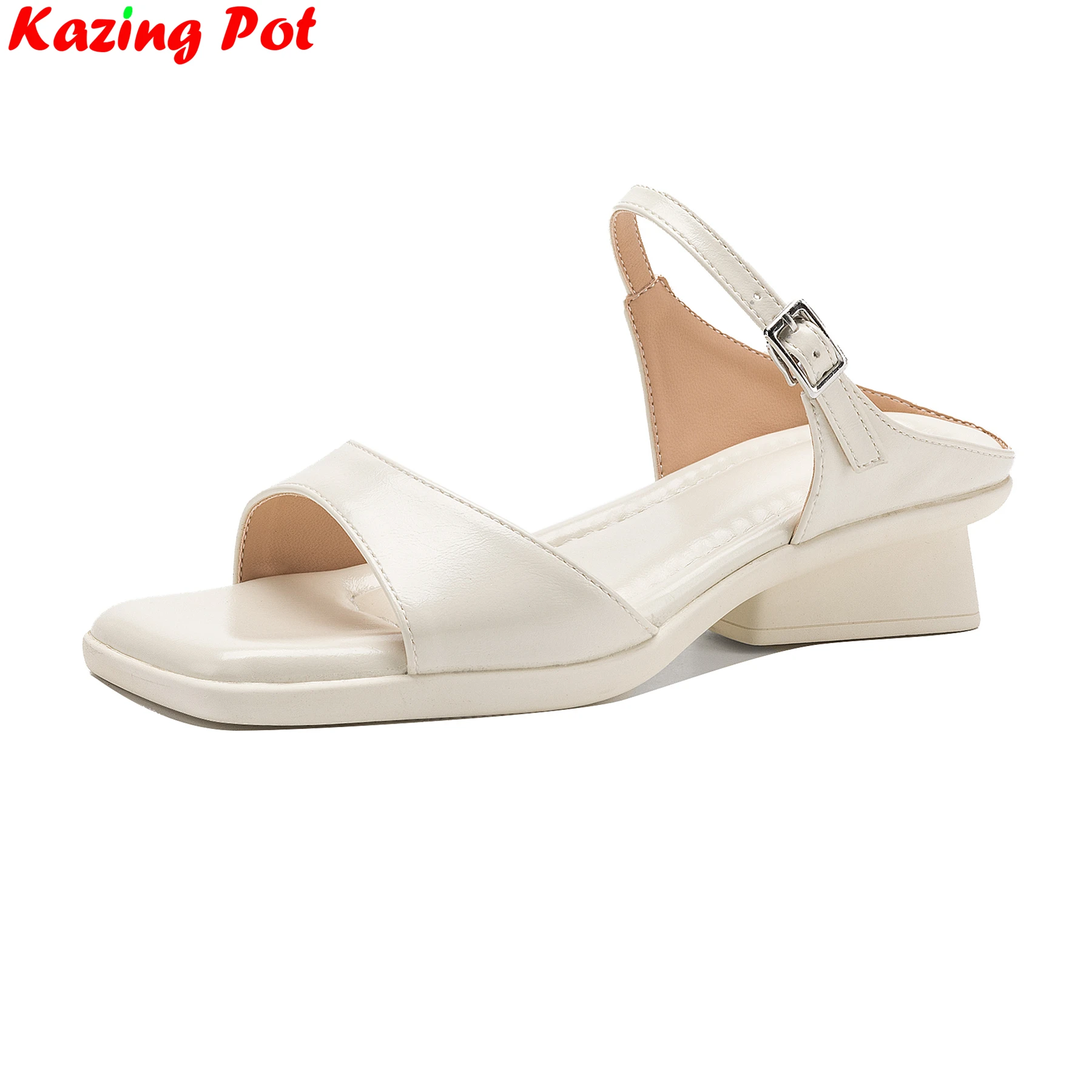 Plus Size 33-43 Microfiber Peep Toe Med Heels Mules Elegant Summer Shoes Office Lady Brand Slingback Casual Dress Women Sandals