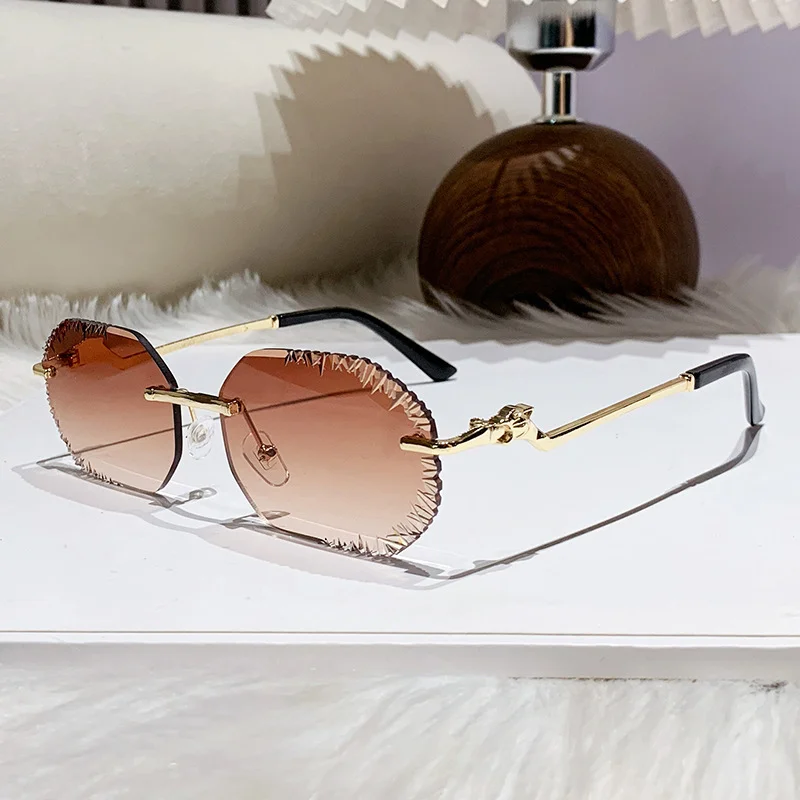 New Rimless Sunglasses Women Luxury Designer Brand Shades UV400 Vintage Metal Men Fashion Ladies Sun Glasses Frameless Shades 5