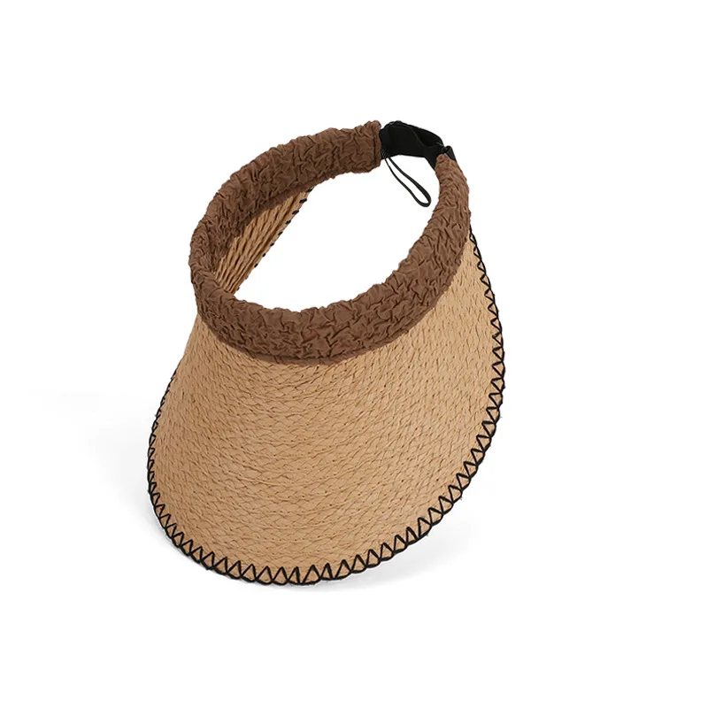 Summer  Empty Top Hat Cool Straw Hats For Women Fashion Outdoor Travel Big-brimmed Elastic Hood Adjustment Sun Hat Caps Female