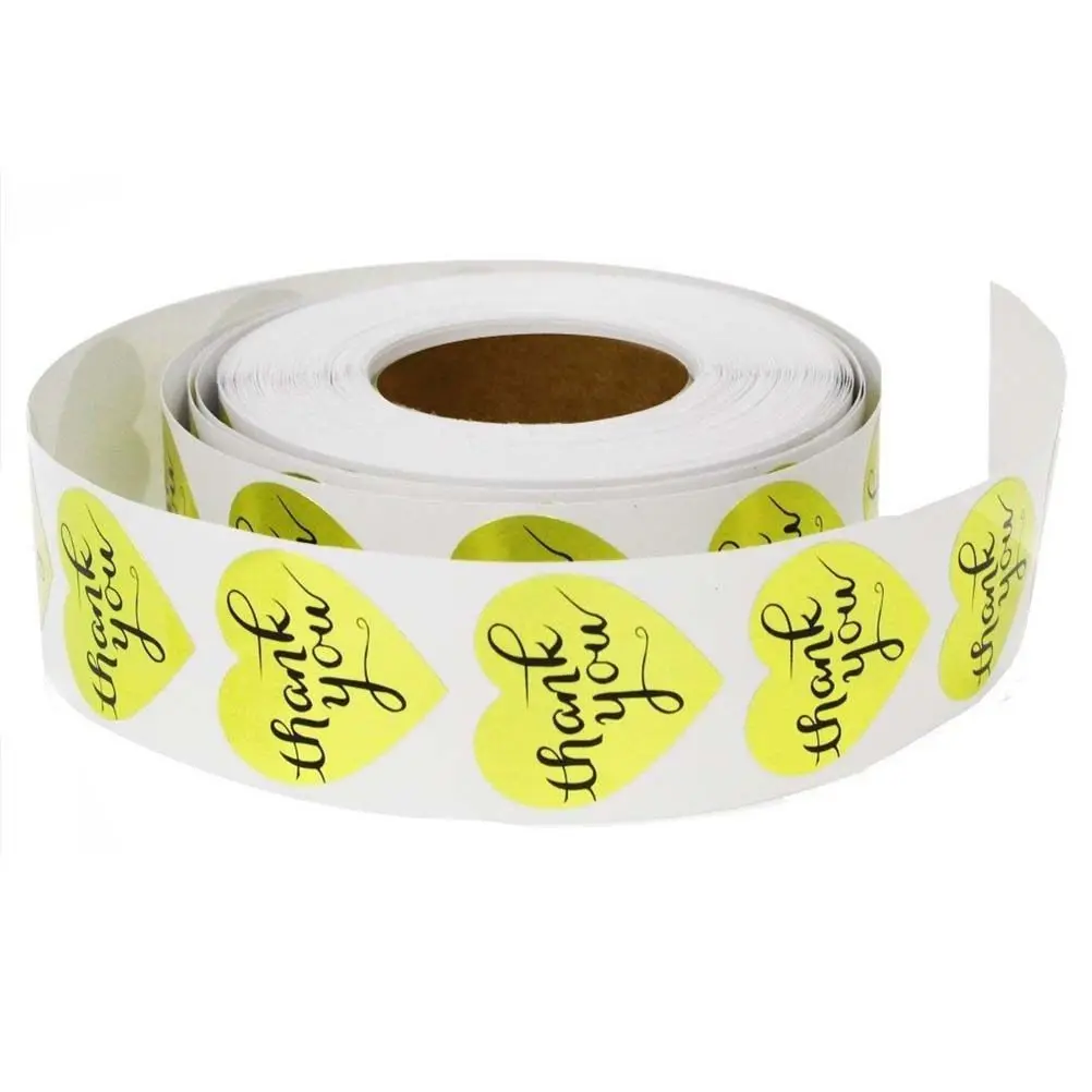 

500Pcs Heart Shaped Stickers Cute Cartoon Pattern Roll Self Adhesive Decals for Holiday Party Favors Cards Envelopes Packaging