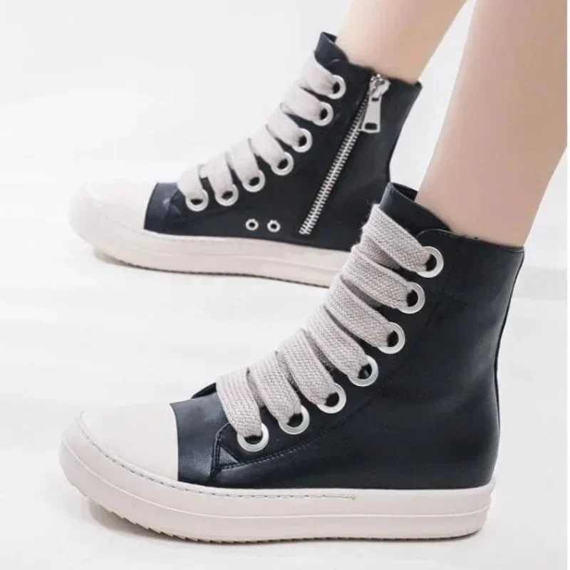 

Новинка 2024 года, женские высокие кроссовки Rick, мужская обувь на платформе с перекрестной завязкой, женская повседневная обувь на плоской подошве на молнии, размер 44