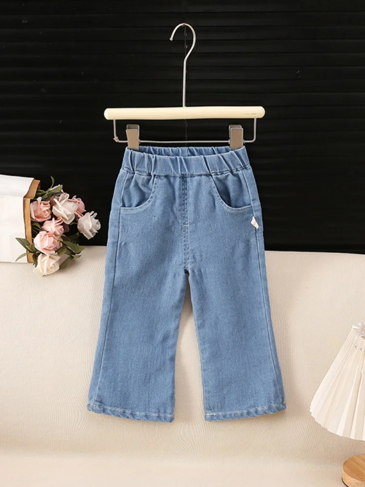 0-6 Jahre Baumwoll-Jeans für Mädchen, Denim-Schlaghosen, Einfarbige Kinder-Freizeithosen, Kinderjeans für Mädchen für Frühling und Herbst – Detail 4