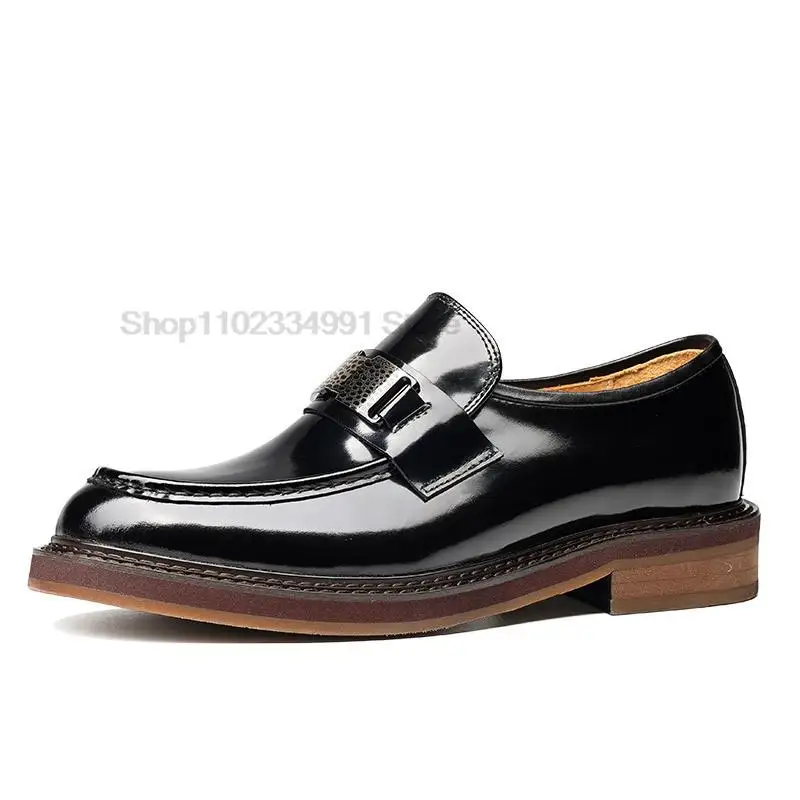 HNXC Fashion Men Loafers Luxury Genuine Leather Slip On Black Blue Formal Men Dress Shoes Office Wedding Casual Men Oxford Shoes