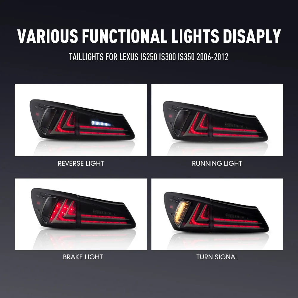 زوج من أضواء خلفية LED لكزس IS250 IS300 IS350 2006-2012 عكس الفرامل إشارة دوران سيارة الخلفية الذيل ضوء الجمعية