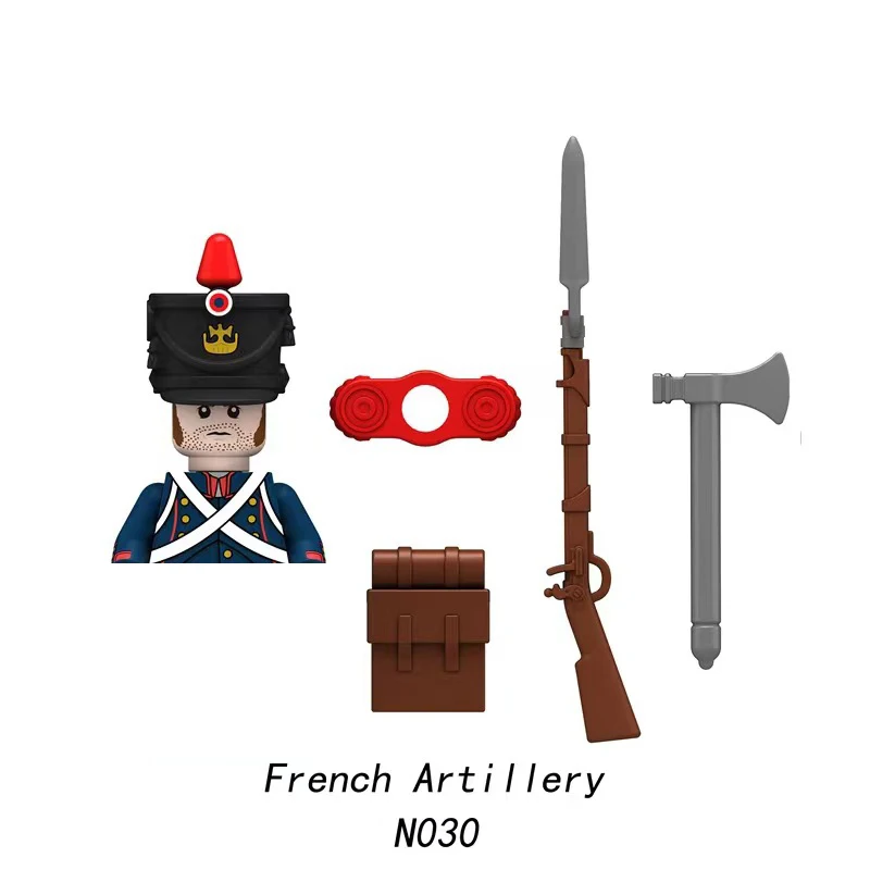 영국 군인 나폴레옹 전쟁 피규어 빌딩 블록, 육군 중세 소드 건, 군사 무기 액세서리, 벽돌 장난감