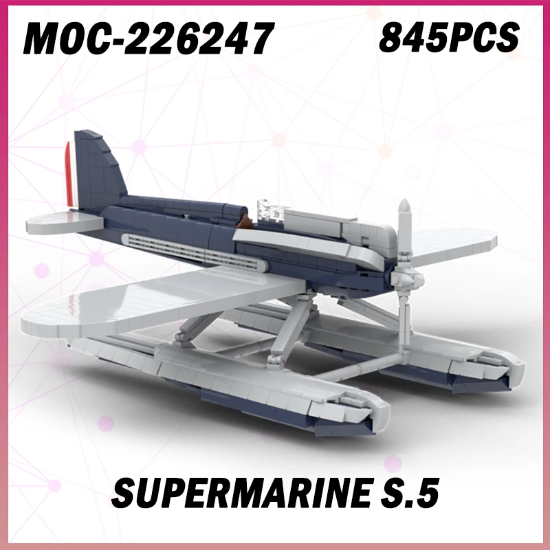 

845 шт. MOC-226247 Supermarine S.5 строительные блоки для сборки британской гоночной модели самолета набор кирпичей креативные рождественские подарки