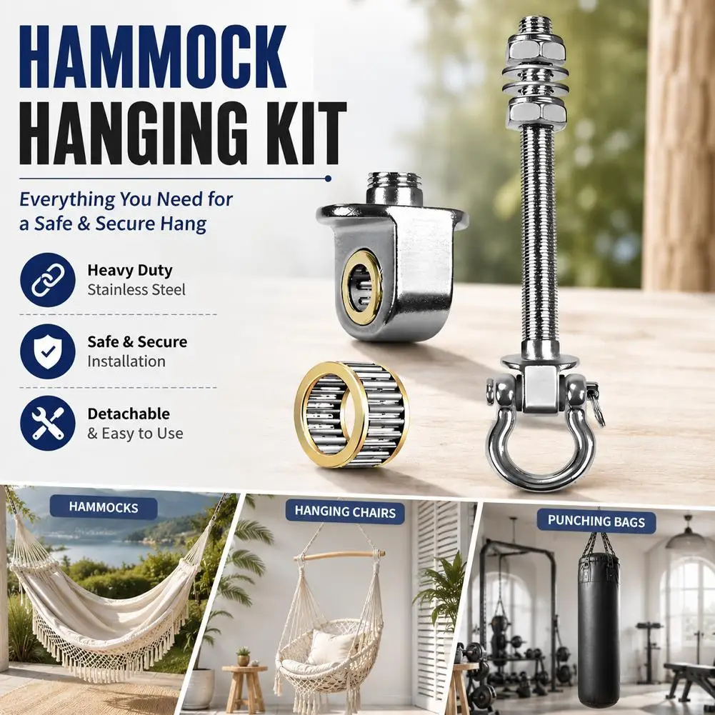 Swing Hook Stainless Steel Heavy Duty Threaded Shaft Hammock Hanger Easy Install Yoga Sandbag Gym Ceiling Mount Bracket