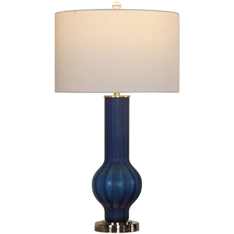

Modern light luxury minimalist blue glass table lamp American living room display case ornament model room