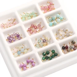 5pcs 4mm Natural Stone Small Charms Faceted Round Pendant For Handmade DIY Bracelet Earrings Necklace Jewelry Making Accessories