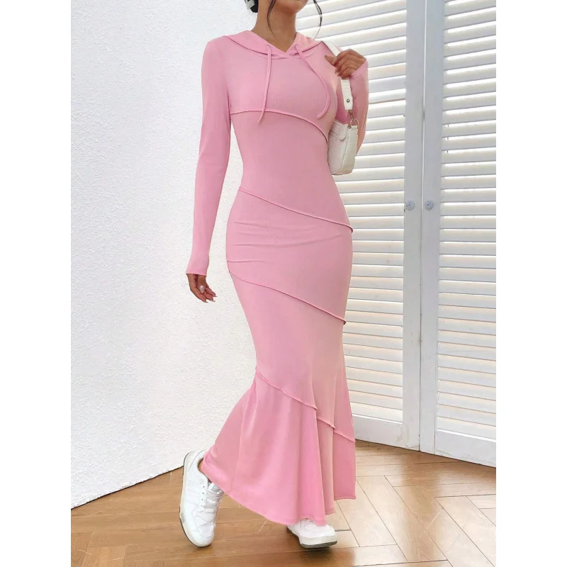 

YQ1-Autumn Winter New Women's Slim Fit Bodycon Hooded Long Sleeve Dress Casual Elegant Dress