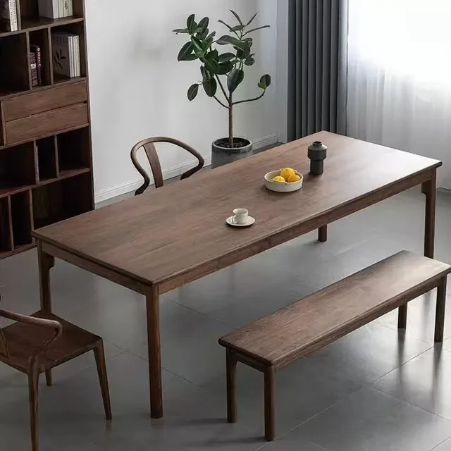 

Simple luxury solid wood table and chair combination dining room solid wood table and chair North American black walnut