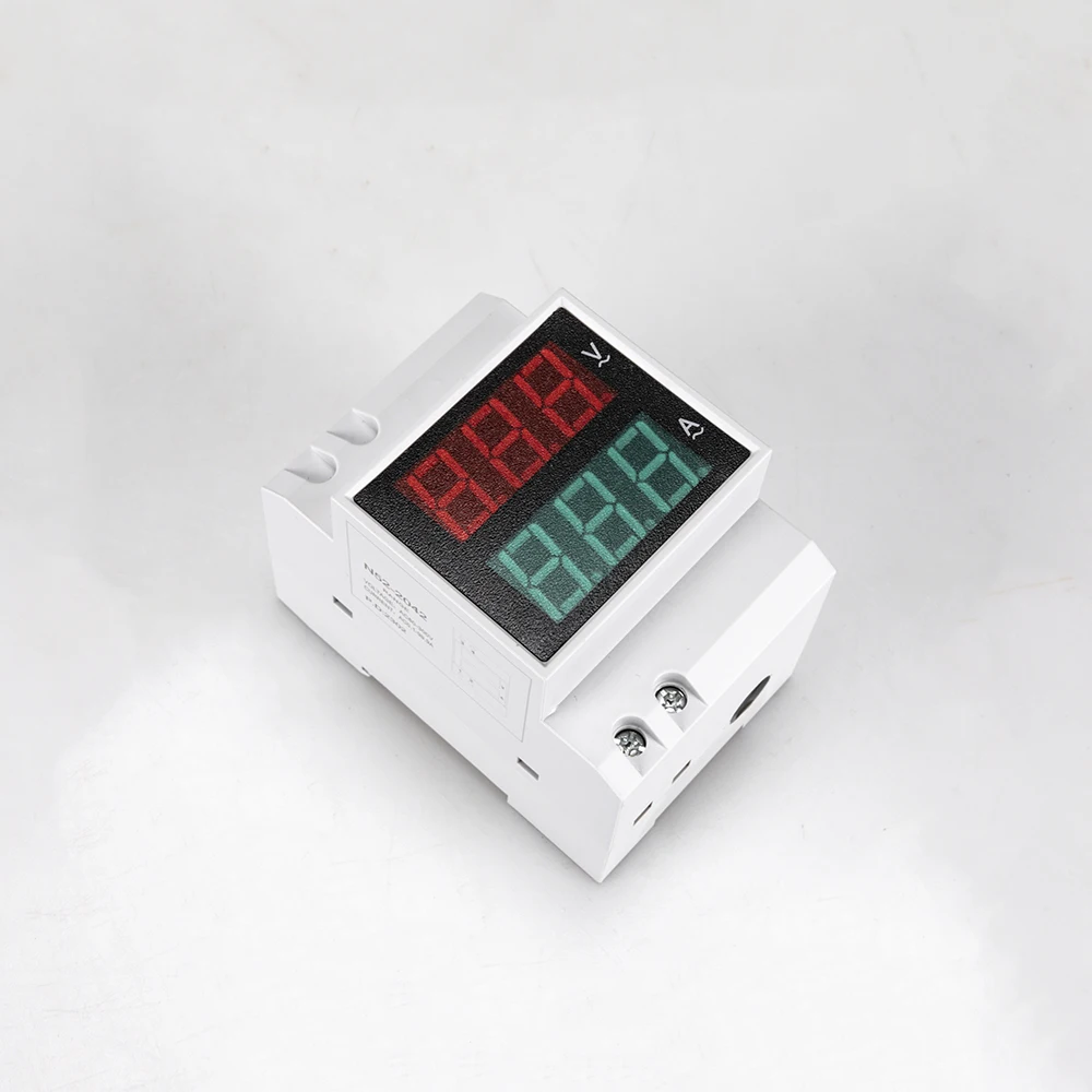 DIN Rail Voltmeter Ammeter 2 IN 1 AC 50-500V 1-63A  Led Display Voltage Display Current Display High definition an High Accuracy