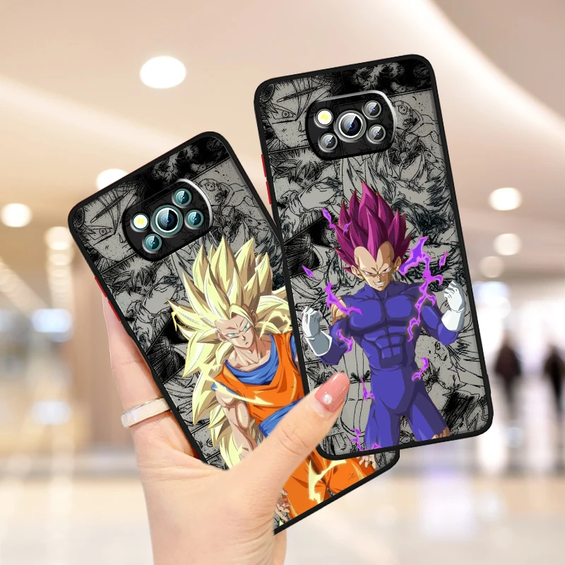 Art D-Dragon Ball Vegeta Goku Frosted Translucent For Xiaomi Mi Poco X5 X4 X3 M6 M5S M5 M4 M3 F5 F4 F3 GT Pro 5G Matte