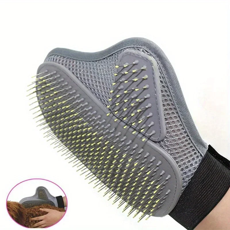 Luva de aliciamento para animais de estimação Gentle Deshedding - Escova eficiente para remoção de pêlos de cães e gatos com pontas de massagem