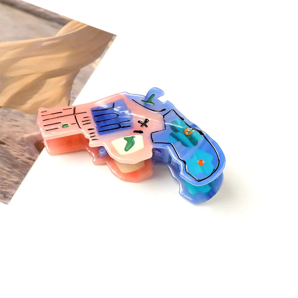 2024 New Funny Cute Gun Shape Hair Claw Acetate Big Hair Clips Elegant Handmade Claw Clip Girls Hair Accessories Hairclip