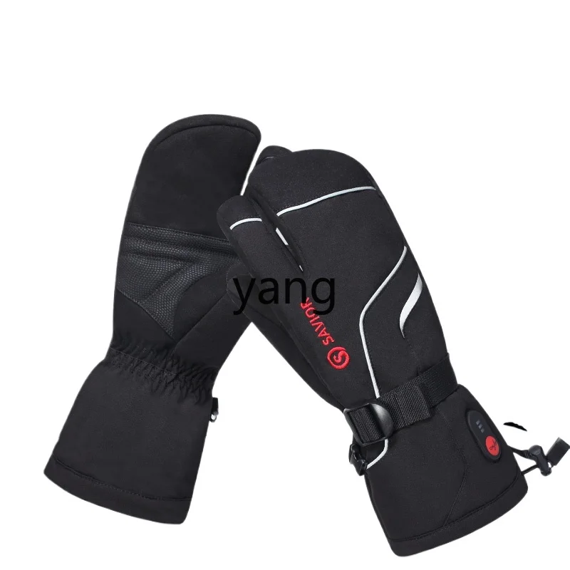 

LMM heated ski gloves three fingers winter outdoor cold protection double board