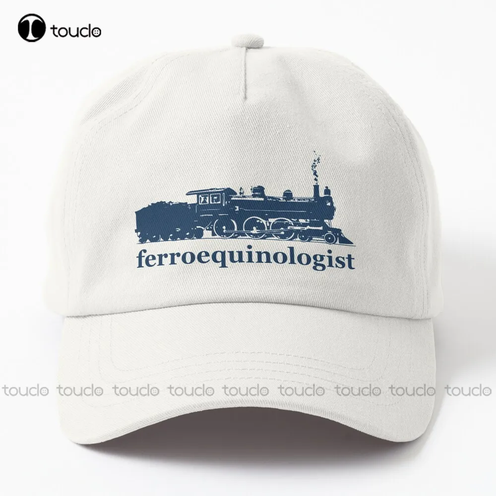 Ferroequinologist - Train Enthusiast - Blue Railway Fan Dad Hat Womens Hats Outdoor Simple Vintag Visor Casual Caps Custom Gift