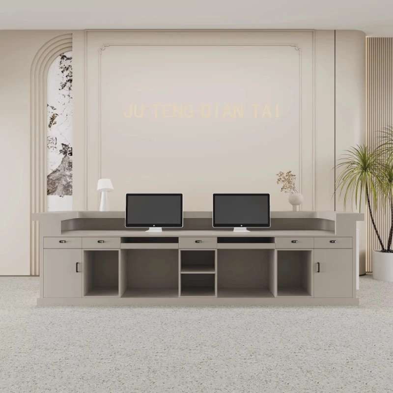 140 180 220 260 300cm Beauty salon bar company hotel front desk baking paint reception desk Customer center office furniture