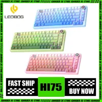 Leobog Hi75 Mechanical Keyboard Aluminum Alloy Multifunctional Knob Wired Gaming Keyboard 81 Keys Rgb Gasket Pc Gamer Man Gifts
