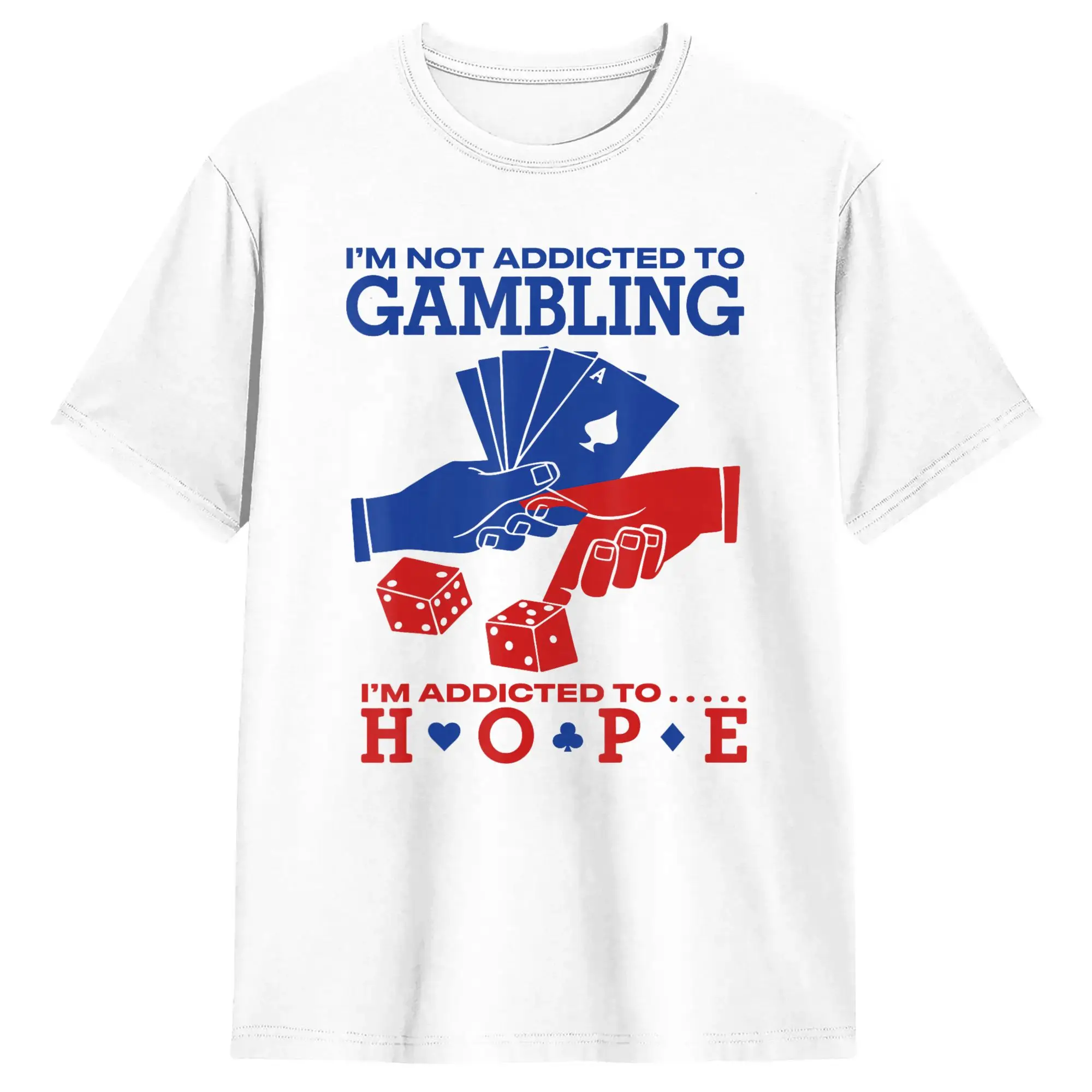 T-shirt à manches courtes avec citation amusante sur le poker et le casino, « I'm Addicted to Hope », à la mode pour l'été, col rond
