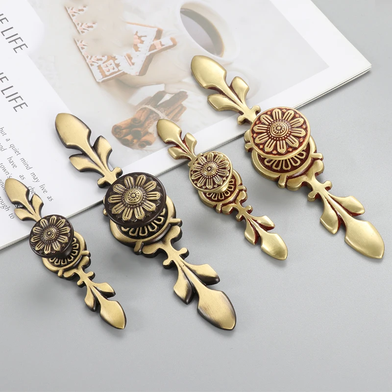 Classic 10PCS Solid Pure Brass Furniture Pulls Handle Drawer Knobs Cupboard Wardrobe Dresser Kitchen TV Wine Cabinet Pulls Knobs