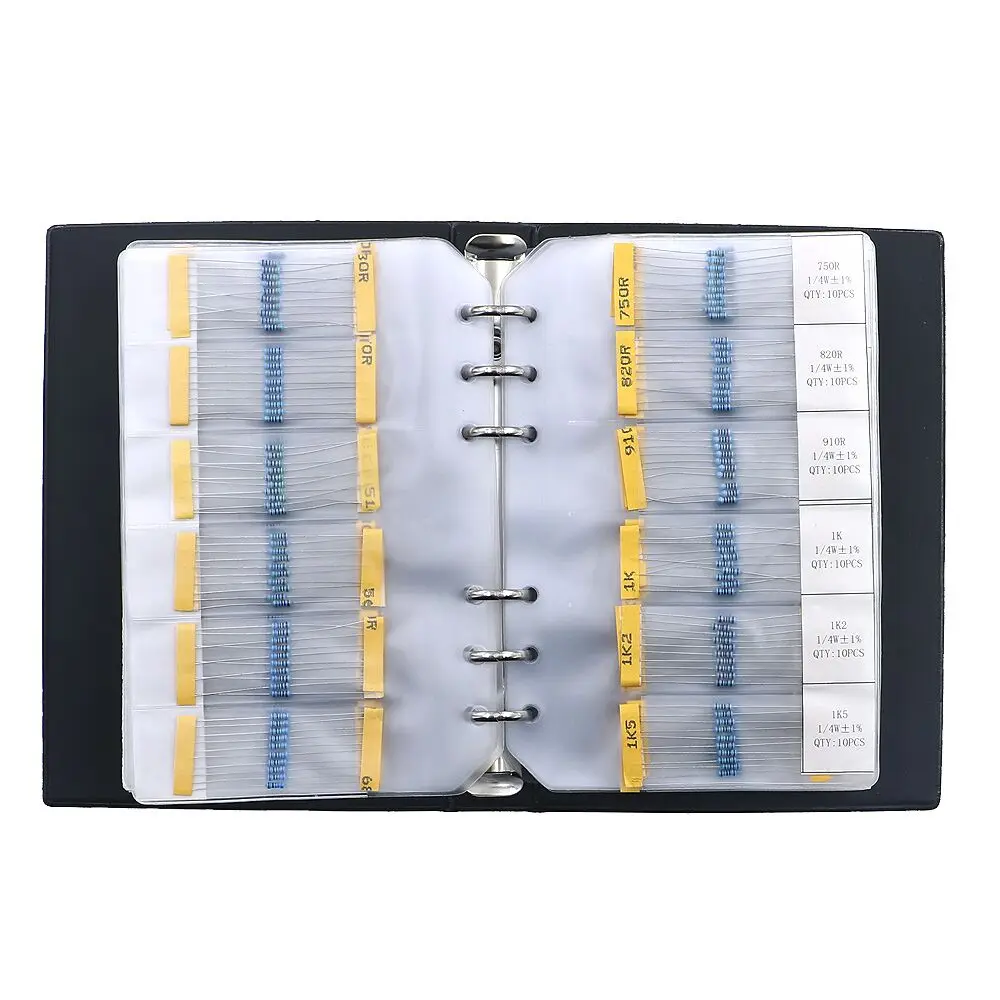 1300pcs 130Value 1% 1/4W Metal Film Resistors Sample Book 0.25W 1R-3M  Assorted kit