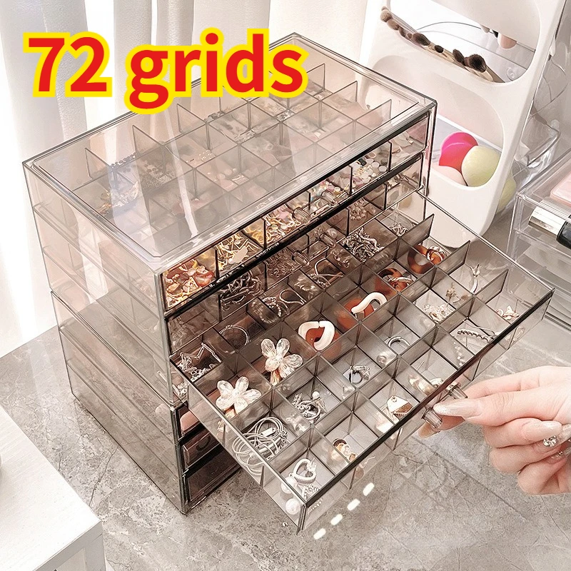 

Earring earring storage box, jewelry storage box, 5 drawers transparent jewelry display rack, with 120 small lattice jewelry box