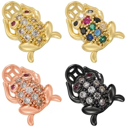2pcs/8.5*12mm High Quality Handmade Inlaid Zirconia gold color Cicada Charms Pendant for DIY Jewelry Making, Model: VD10