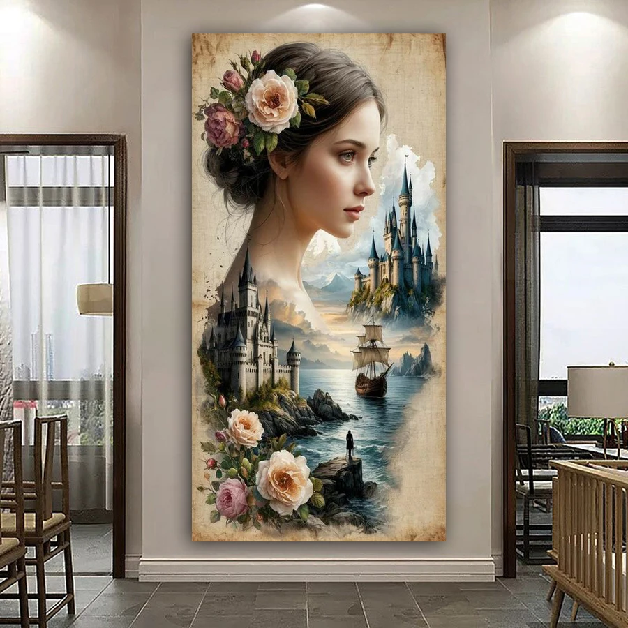 

Woman and Castles Diy Diamond Art Painting Kits Large Size New Arrivals Full Square Round Drill Mosaic Embroidery Picture
