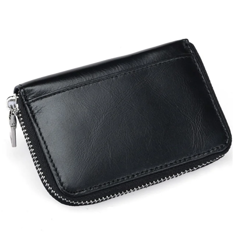 Business Card Holder Women/men Coin Pouch Wallets Zipper PU Leather Protects Organizer Short Wallet Anti Demagnetization Fashion