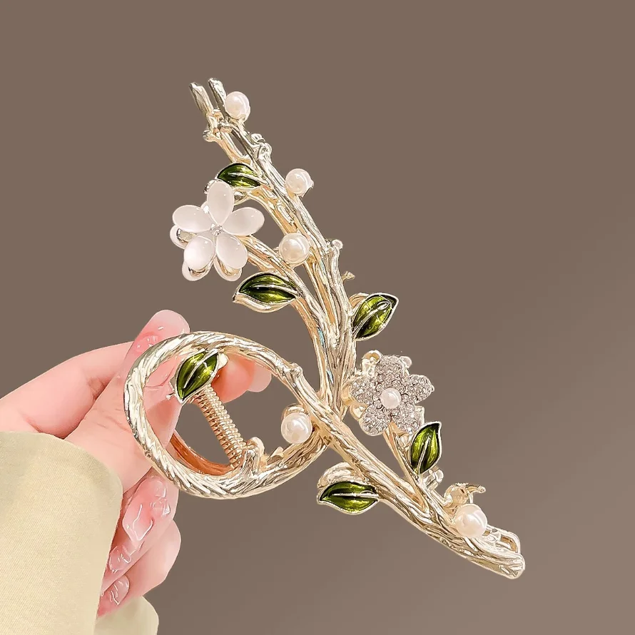Neue Süße Metall Blume Haar Klaue Clip Pferdeschwanz Greifen Haar Clips Shark Clip Frau Haarnadeln Für Mädchen Haar Zubehör Kopfschmuck – Detail 2
