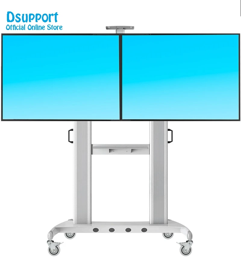 

Dual Screen TV Mobile Cart 40"-60" LED LCD Plasma Mount Trolley Stand With AV Shelf And Holder AVT1800-65-2A