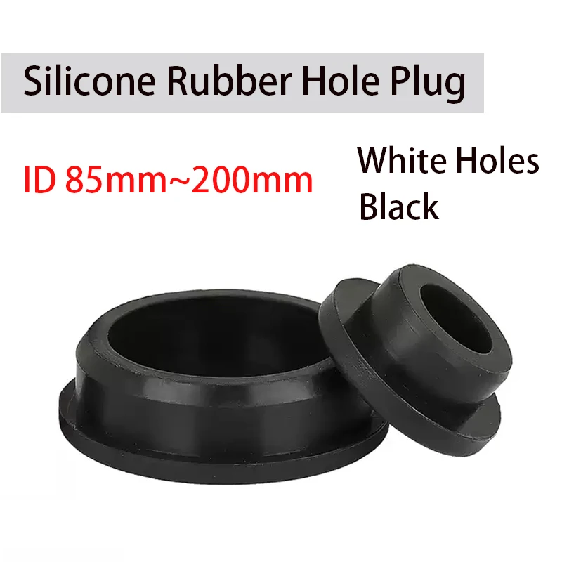 1-5pcs Inner Hole 85-200mm Black Silicone Rubber Hole Plugs End Cap Pipe Inserts Bungs Seal Cover T Type Stopper Dustproof Plug