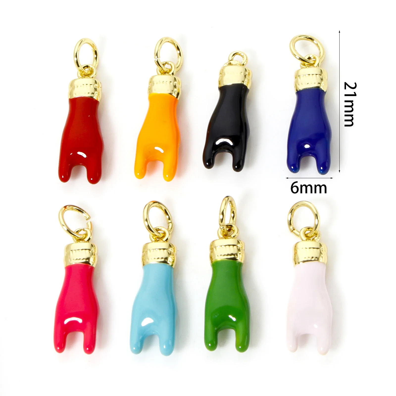 1pc New Brass Charms Gold Color Rock N Roll Hand Sign Gesture Multicolor Enamel Pendant DIY Necklace Jewelry Findings 21mm x 6mm